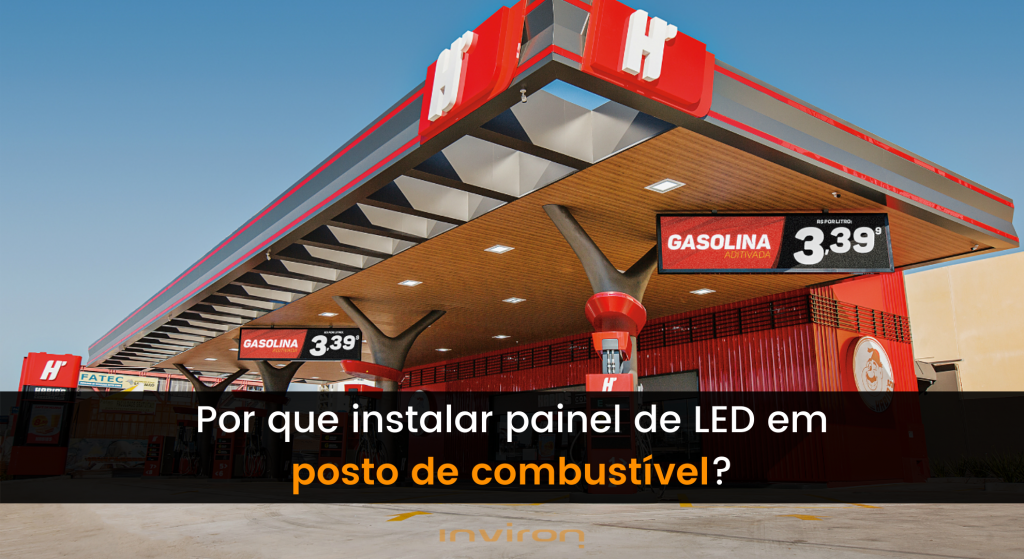 painel de LED em posto de combustível